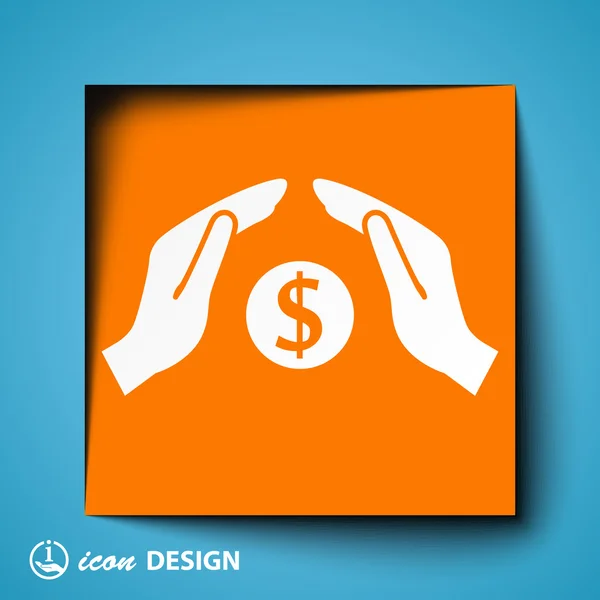 El dinero en las manos icono — Vector de stock