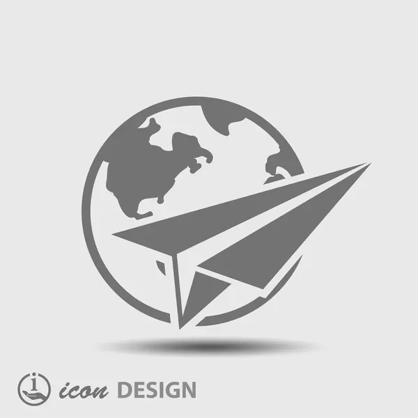 Papírové letadlo a Globus ikona — Stockový vektor
