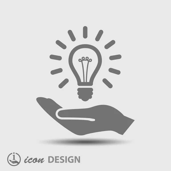 Light bulb on hand icon — Stock Vector