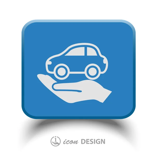 Coche en la mano icono — Vector de stock