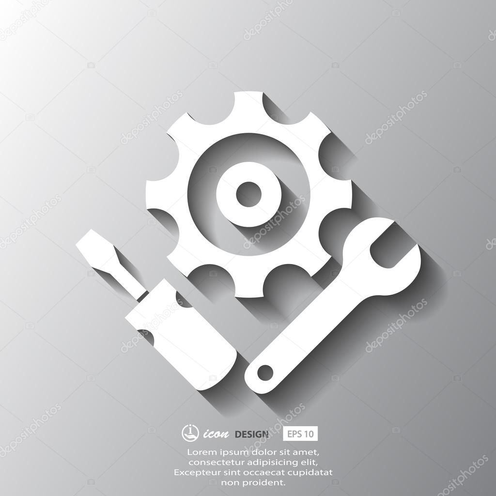 Gear, wrench and screwdriver icons