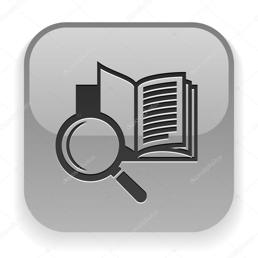 Book with magnifying glass icon — Stock Vector © hristianin 55808597