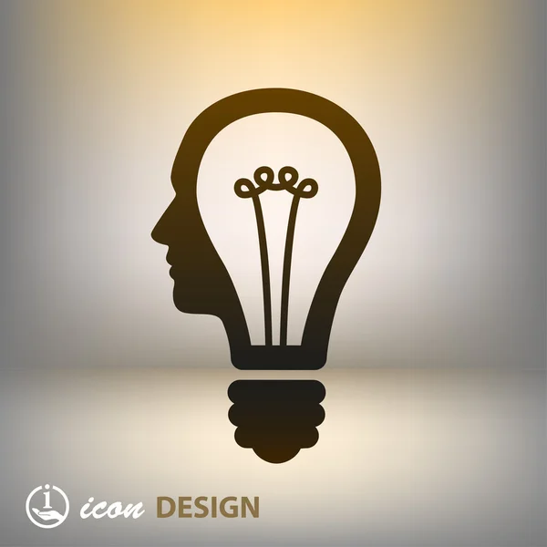 Ampoule dans la tête icône — Image vectorielle