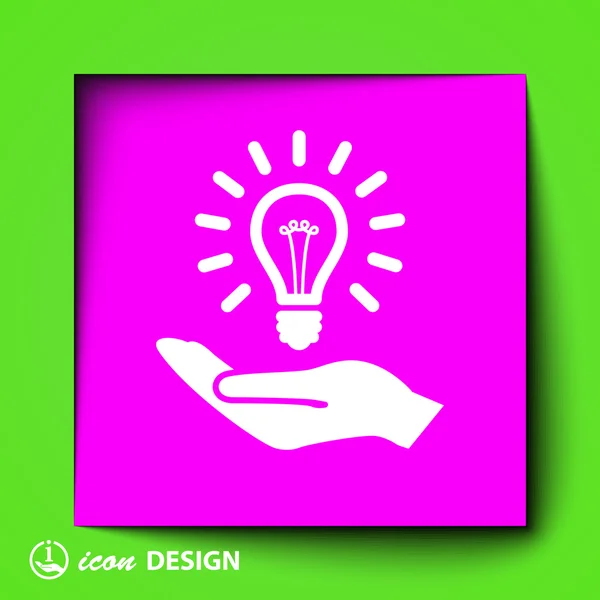 Light bulb on hand icon — Stock Vector