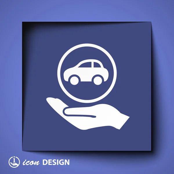 Car in hand icon — Stock Vector