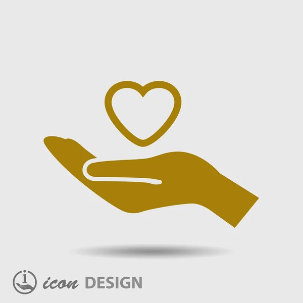 Corazón en la mano icono — Vector de stock