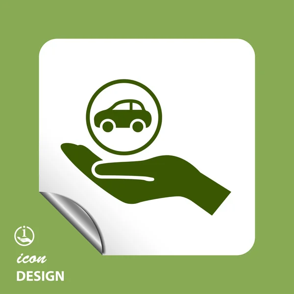 Auto in pictogram van een hand — Stockvector