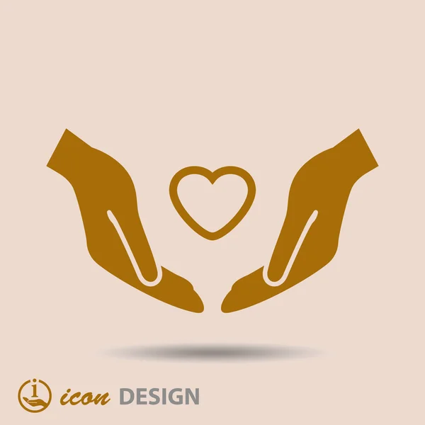 Corazón en las manos icono — Vector de stock