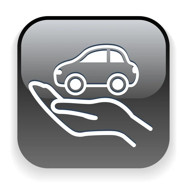 Coche en la mano icono — Vector de stock