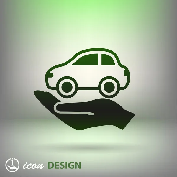 Auto in pictogram van een hand — Stockvector