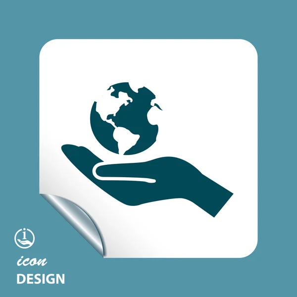 Globe in de hand pictogram — Stockvector