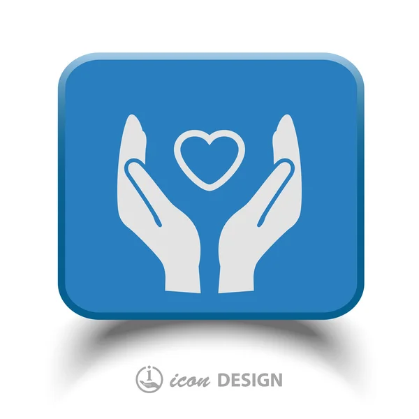 Pictograph of heart in hands — Stock Vector