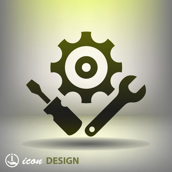 Icônes pour engrenages, clés et tournevis — Image vectorielle
