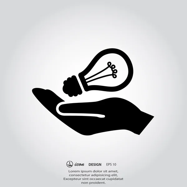 Light bulb in hand icon — Stock Vector