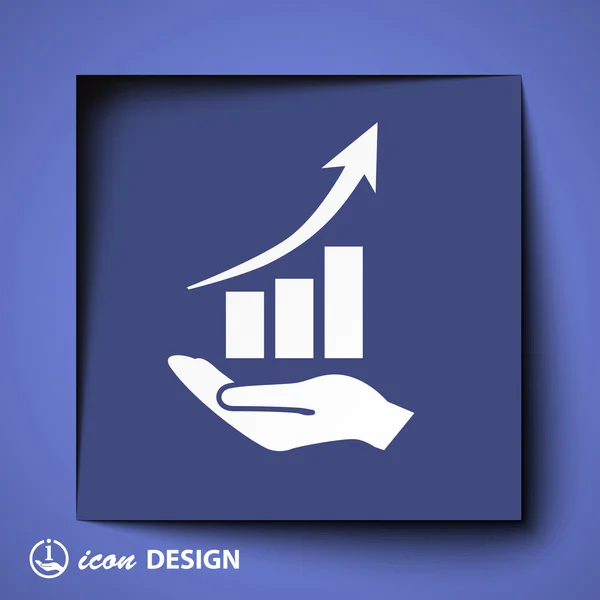 Graph on hand icon — Stock Vector