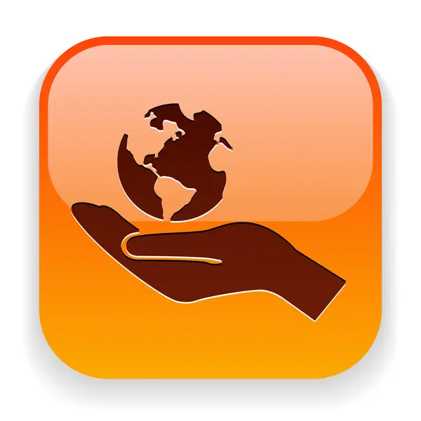 Globe in hand icon — Stock Vector