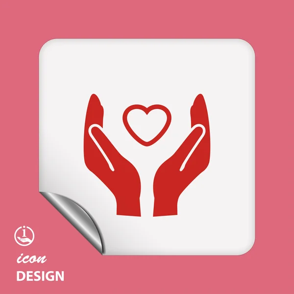 Pictograph of heart in hands — Stock Vector