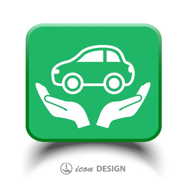 Coche en la mano icono — Vector de stock