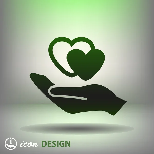 Corazón en la mano icono — Vector de stock