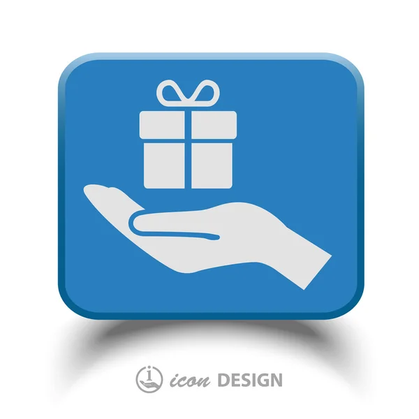 Gift on hand icon — Stock Vector