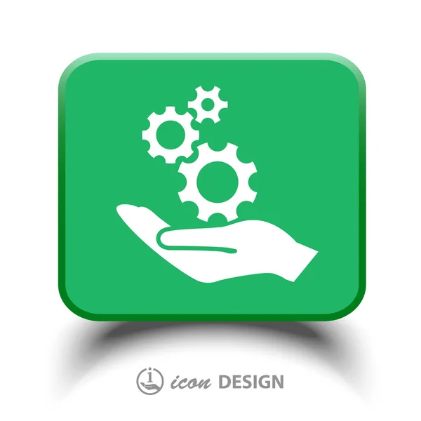 Gear in hand icon — Stock Vector