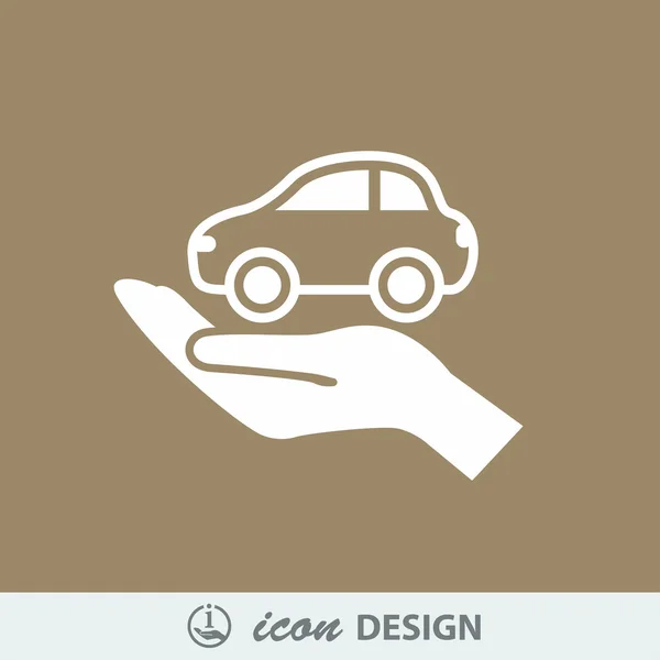 Coche en la mano icono — Vector de stock