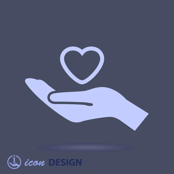 Hart in de hand pictogram — Stockvector