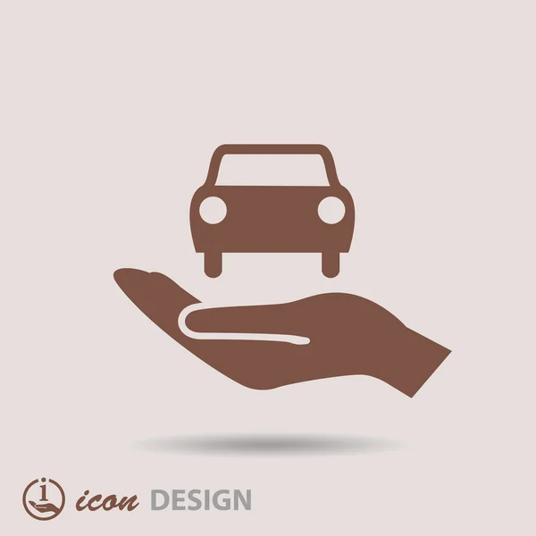 Coche en la mano icono — Vector de stock