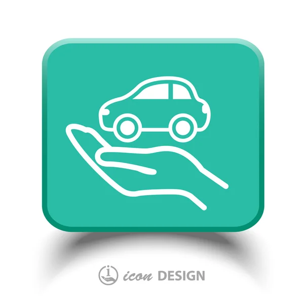 Coche en la mano icono — Vector de stock