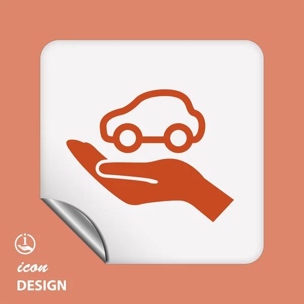 Auto in pictogram van een hand — Stockvector