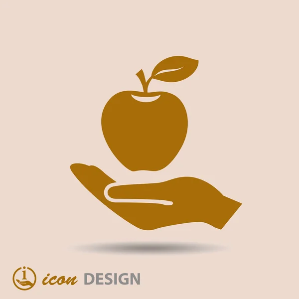 Apple on hand icon — Stock Vector