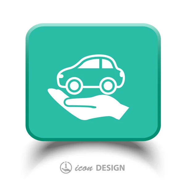 Coche en la mano icono — Vector de stock