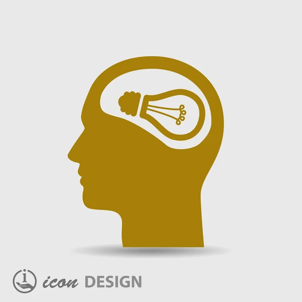 Light bulb in head icon — Stock Vector