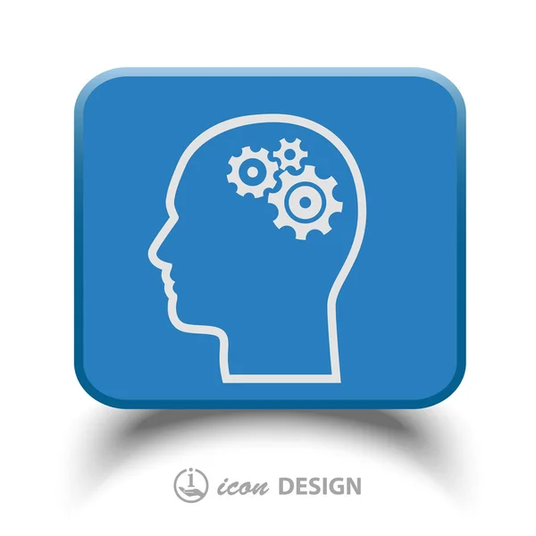 Gear in head icon — Stock Vector