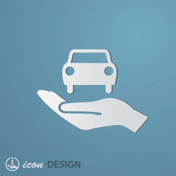 Coche en la mano icono — Vector de stock