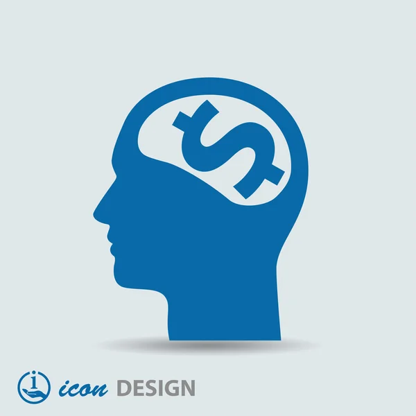 Money in head icon — Stock Vector
