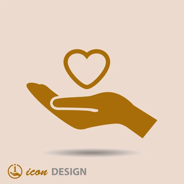 Corazón en la mano icono — Vector de stock