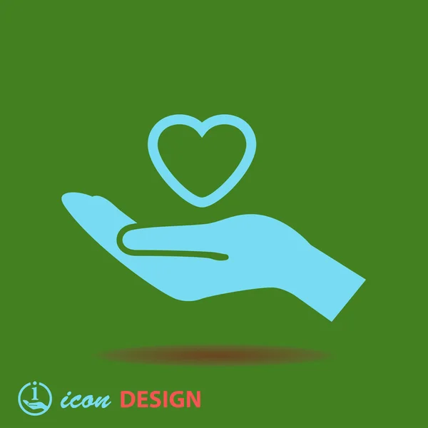 Hart in de hand pictogram — Stockvector