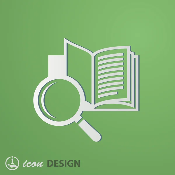 Libro con icono de lupa — Vector de stock