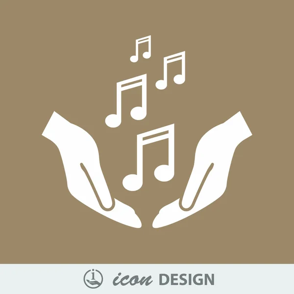 Notes de musique dans les mains icône — Image vectorielle