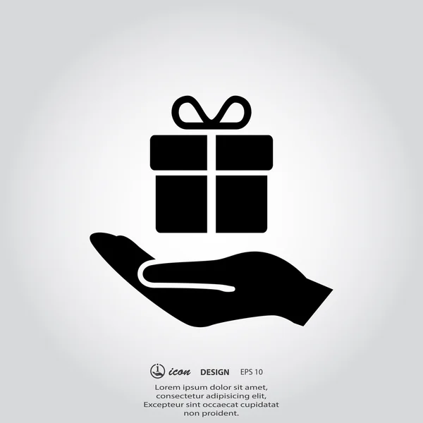 Cadeau dans la main icône — Image vectorielle