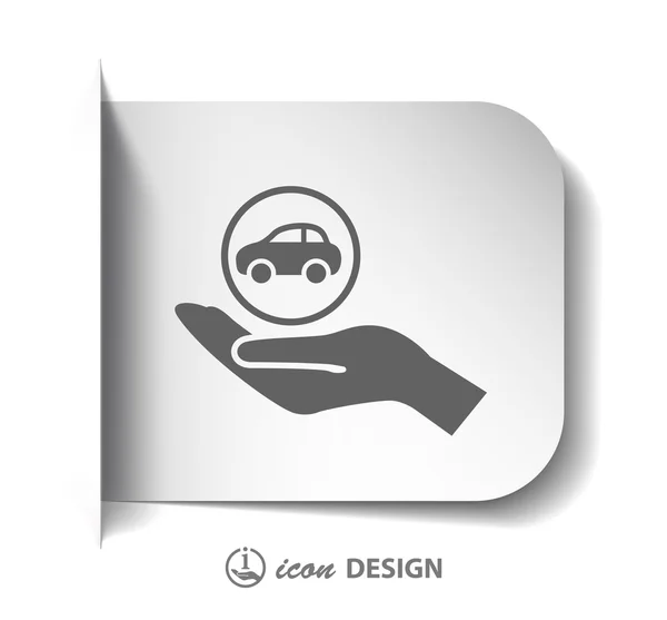 Auto in pictogram van een hand — Stockvector