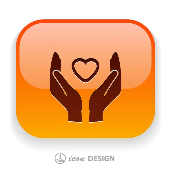 Pictograph of heart in hands — Stock Vector