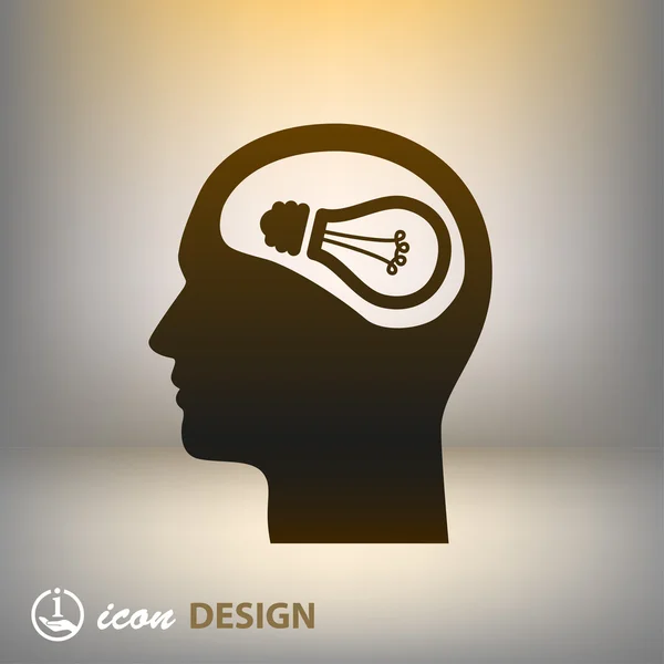 Light bulb in head icon — Stock Vector