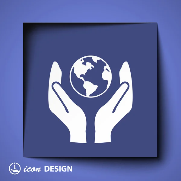 Globe in handen pictogram — Stockvector