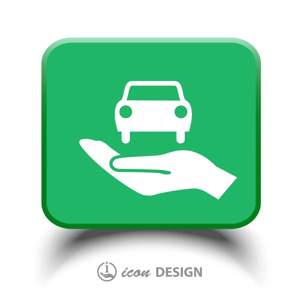 Coche en la mano icono — Vector de stock