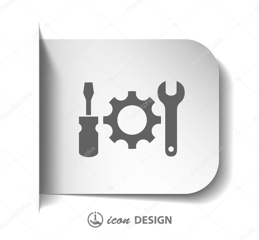 Gear, wrench and screwdriver icons