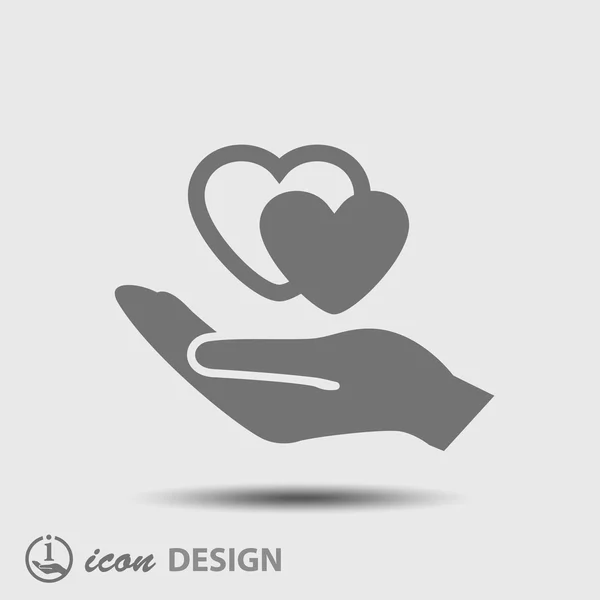 Corazón en la mano icono — Vector de stock