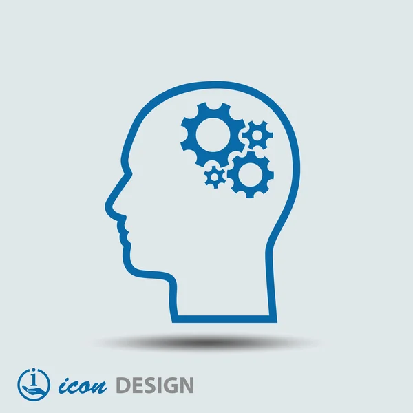 Gear in head icon — Stock Vector