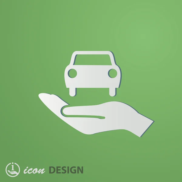 Auto in pictogram van een hand — Stockvector